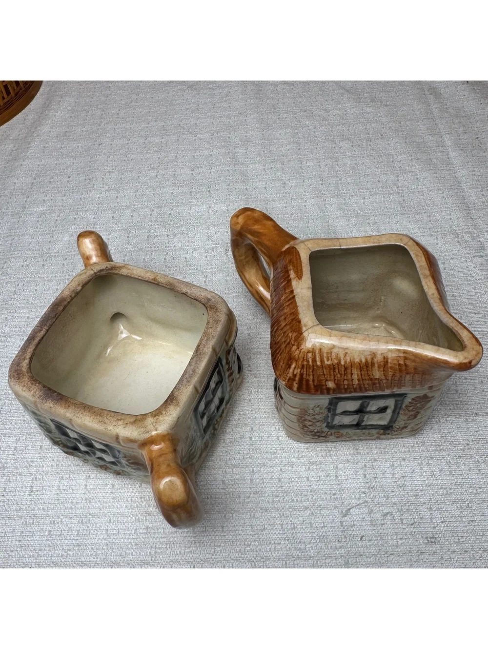 Vintage Cottage House Creamer Sugar Bowl Set Made in Japan Ceramic Cottageware